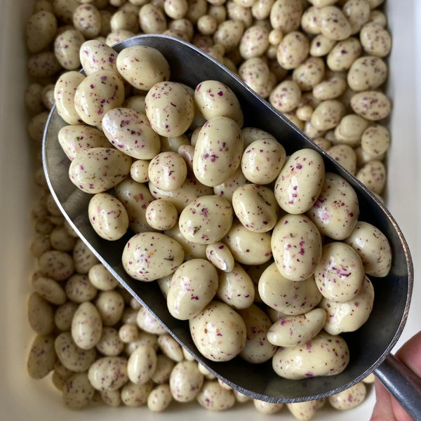 Lemon, White Chocolate, and Rose Blossom Almonds (Organic)