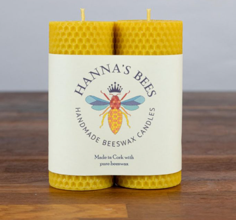 Beeswax Pillar Candles (Medium Pair) - Hanna's Bees