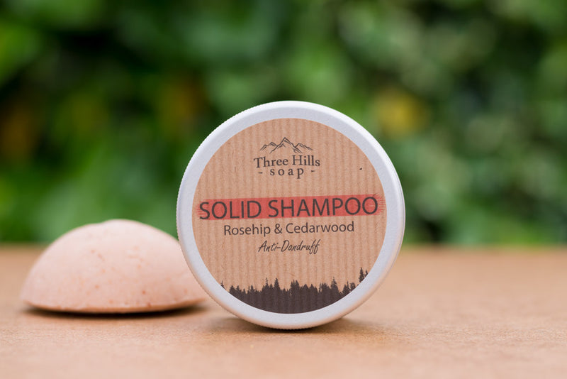 Rosehip and Cedarwood Shampoo Bar with Tin from Three Hills